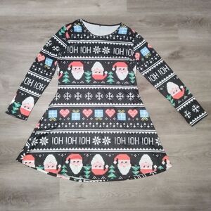 Source Unknown Festive Santa Long Sleeve Dress - Black, Red, Blue